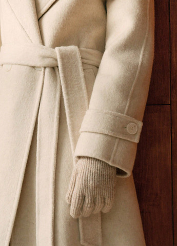 Кремовое зимнее Пальто двубортное SHEIN