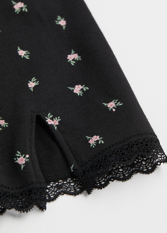 Черное кэжуал платье платье-комбинация H&M с цветочным принтом