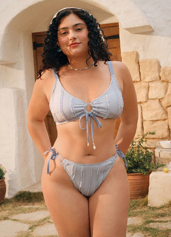 Сіро-голубий літній купальник (ліф, трусики) роздільний SHEIN