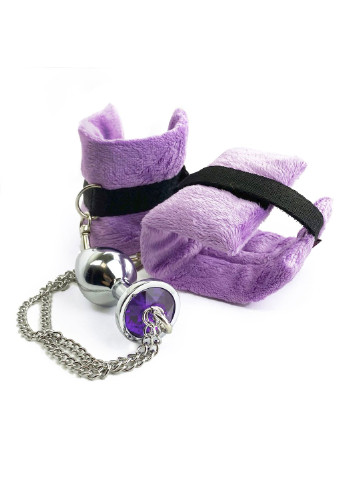 Наручники с металлической анальной пробкой Handcuffs with Metal Anal Plug size M Purple Art of Sex (254953816)