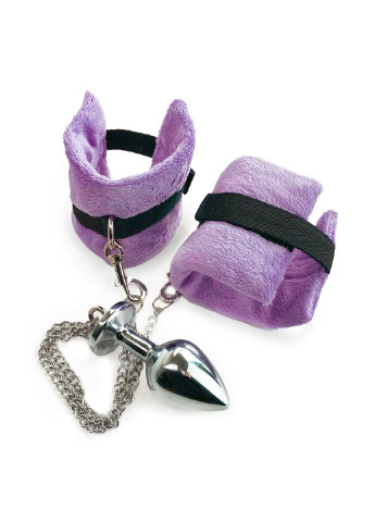 Наручники с металлической анальной пробкой Handcuffs with Metal Anal Plug size M Purple Art of Sex (254953816)