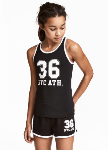 Майка H&M рисунок чёрно-белую спортивная