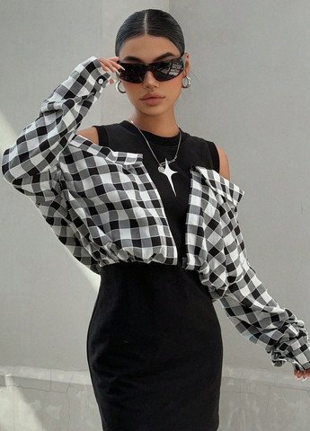 Комбінована кежуал сукня сукня-сорочка SHEIN колор блок