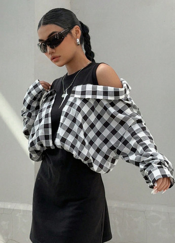 Комбінована кежуал сукня сукня-сорочка SHEIN колор блок