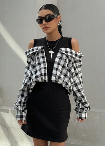 Комбінована кежуал сукня сукня-сорочка SHEIN колор блок