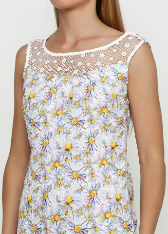 Молочное кэжуал платье Sassofono с цветочным принтом