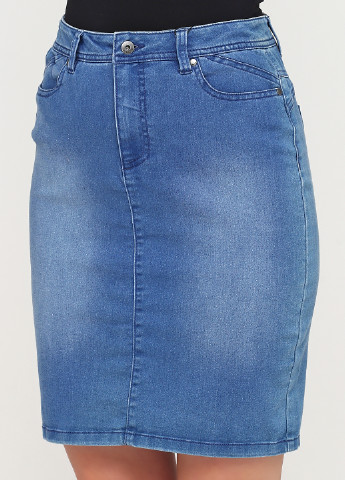 Синяя джинсовая однотонная юбка Jensen карандаш