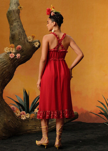 Красное пляжное, кэжуал платье с открытой спиной, клеш SHEIN с цветочным принтом