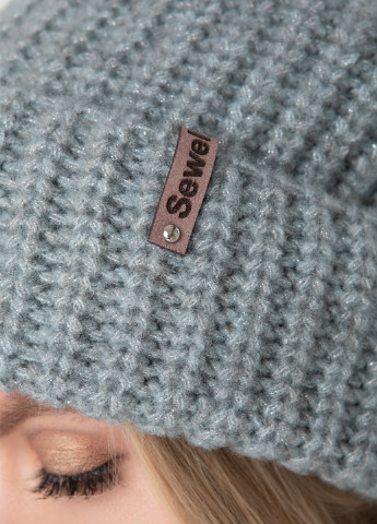 Комплект (шапка, шарф-снуд) Sewel шапка + шарф-снуд однотонные светло-серые кэжуалы трикотаж
