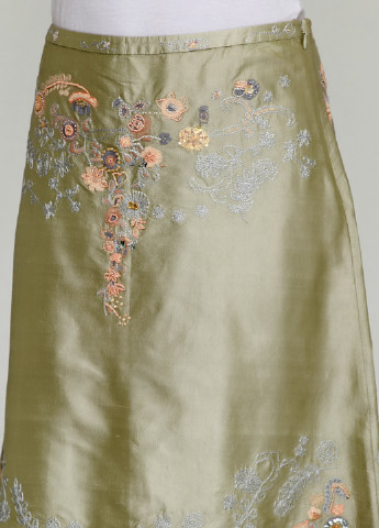 Оливковая кэжуал с орнаментом юбка Roberta Scarpa а-силуэта (трапеция)