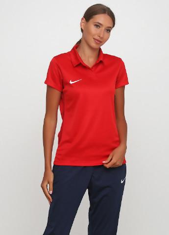 Красная женская футболка-поло Nike однотонная