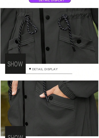 Плащ SHEIN на кнопках, на молнии демисезон (346790427)