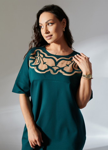 Бутылочное зеленое кэжуал платье LibeAmore однотонное