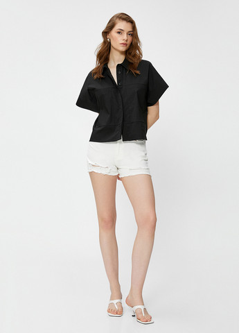 Черная кэжуал рубашка однотонная KOTON