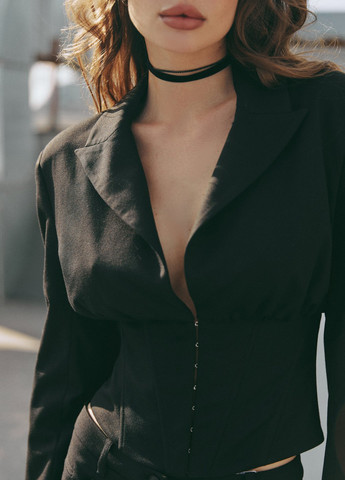 Черный женский жакет Gepur однотонный - всесезон