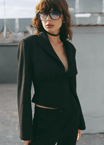 Черный женский жакет Gepur однотонный - всесезон