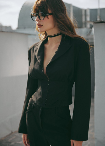 Черный женский жакет Gepur однотонный - всесезон