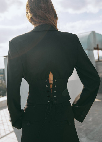 Черный женский жакет Gepur однотонный - всесезон