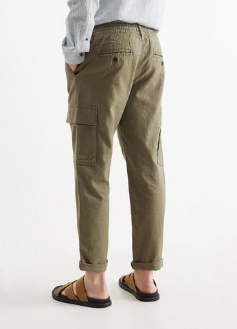 Серо-зеленые кэжуал демисезонные зауженные брюки C&A