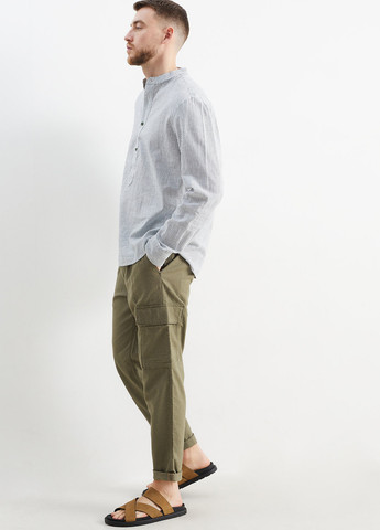 Серо-зеленые кэжуал демисезонные зауженные брюки C&A