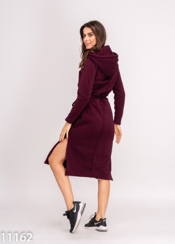Бордовое повседневный платье женское платье-худи ISSA PLUS однотонное