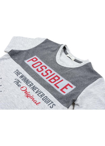 Белая демисезонная футболка детская possible (12439-140b-gray) Breeze