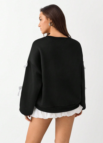 Чорний світшот SHEIN однотонний бант (342405603)