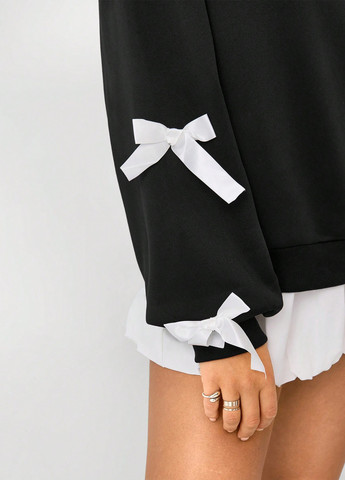 Чорний світшот SHEIN однотонний бант (342405603)