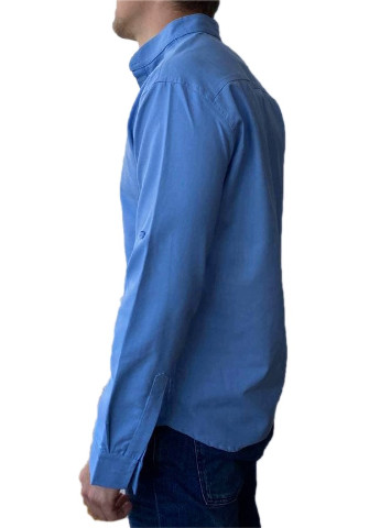 Голубой кэжуал рубашка однотонная No Brand