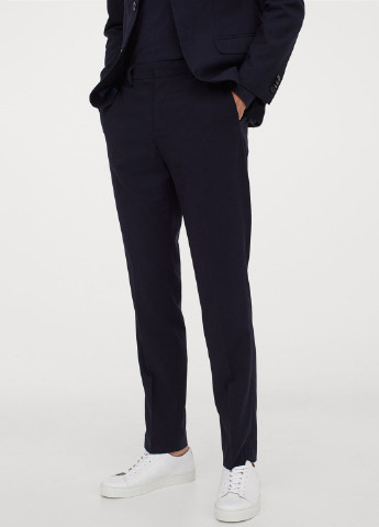 Темно-синие классические демисезонные классические, зауженные брюки H&M