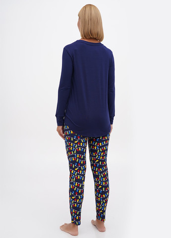 Темно-синя всесезон піжама (лонгслів, штани) лонгслів + брюки Sleepyheads