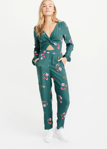 Комбинезон Abercrombie & Fitch комбинезон-брюки цветочный зелёный кэжуал