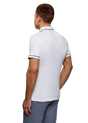 Белая футболка-поло для мужчин Oodji однотонная
