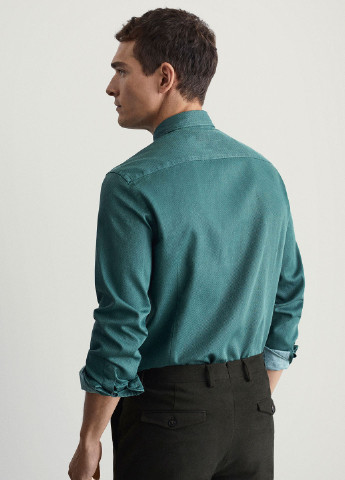 Зеленая кэжуал рубашка однотонная Massimo Dutti