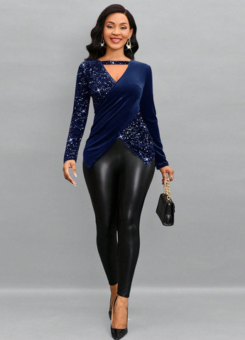 Тёмно-синяя блуза SHEIN