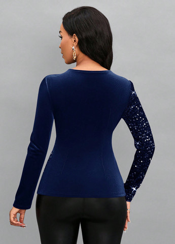 Тёмно-синяя блуза SHEIN