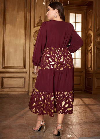 Бордова ділова сукня в стилі армпір SHEIN з малюнком