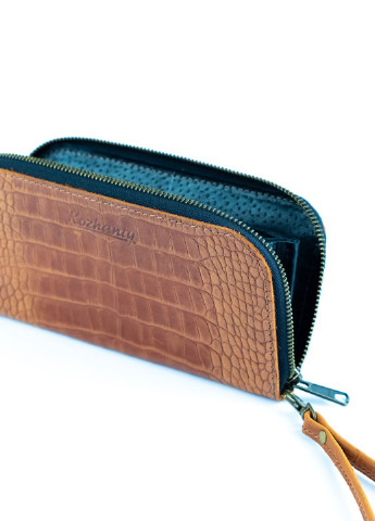 Кожаный портмоне кошелек зиппер на молнии Teo коричневый под крокодила Kozhanty (252315381)