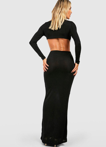 Черное праздничный платье с открытой спиной Boohoo однотонное