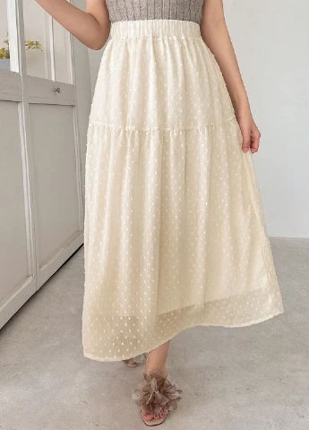 Кремовая кэжуал однотонная юбка SHEIN
