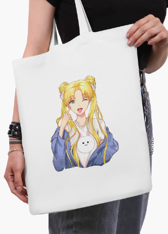 Еко сумка шоппер біла Сейлор Мун (Sailor Moon) (9227-2925-WT-2) екосумка шопер 41*35 см MobiPrint (224806069)