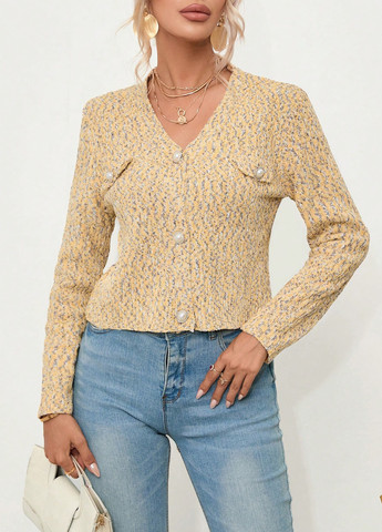 Светло-бежевый демисезонный кардиган SHEIN