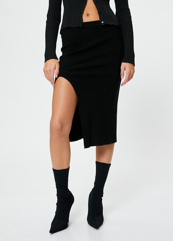 Черная кэжуал однотонная юбка KOTON а-силуэта (трапеция)