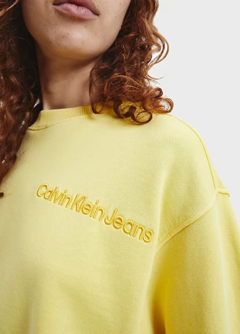 Желтый свитшот Calvin Klein Jeans надпись вышивка (302812757)