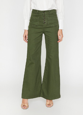 Темно-зеленые джинсовые демисезонные клеш брюки KOTON