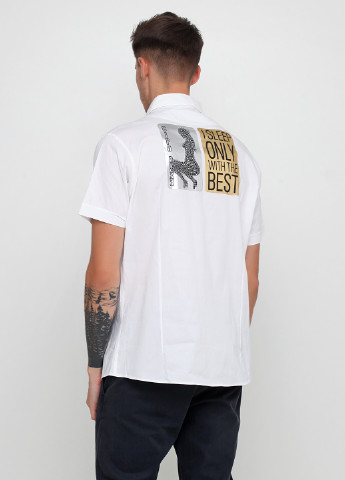 Белая кэжуал рубашка однотонная Cipo & Baxx с коротким рукавом