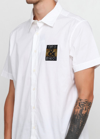 Белая кэжуал рубашка однотонная Cipo & Baxx с коротким рукавом