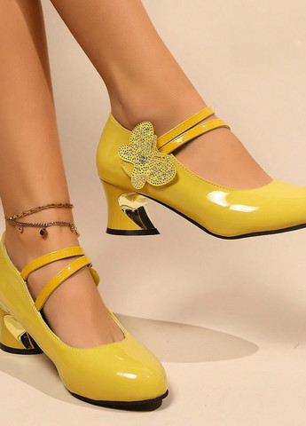 SHEIN Туфлі мері джейн жовтий з штучна шкіра, китай — демісезон (332111703)