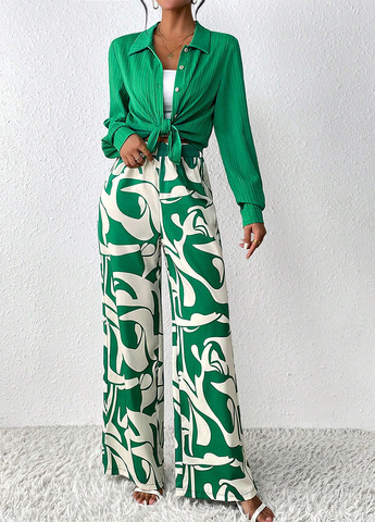 Комбинированный демисезонный комплект (рубашка, брюки) SHEIN