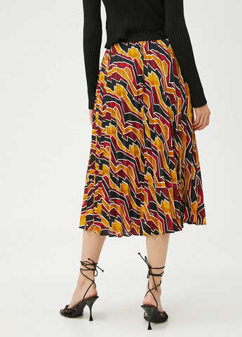 Разноцветная кэжуал с абстрактным узором юбка KOTON а-силуэта (трапеция), плиссе